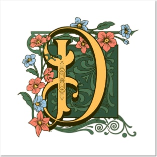 Art Nouveau Letter D, Ornamental Letter D, Art Deco Posters and Art